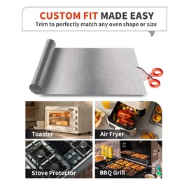 3 Pack Oven Liners for Bottom of Oven, 17x25" Large Heavy Duty Non-Stick Reusable Oven Mat for Electric, Gas, Toaster & Convection Ovens - BPA & PFOA Free, Dishwasher Safe, Kitchen Essentials, Silver