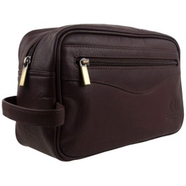 Underwood & Tanner Mens Leather Wash Bag Brown