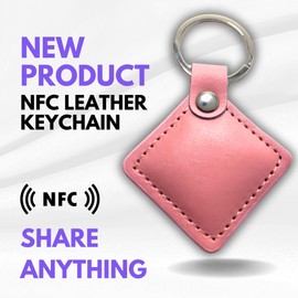 Leather NFC Keychain Fobs - Access Card or Digital Business Card - NFC Chips, NFC Tags inside- Laser Engraver Blanks Ready - Share anything (Mahogany, 1 Keychain)