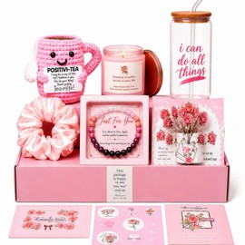 Self Care Gift Box for Women, Birthday Gifts with Glass Cup & Candle