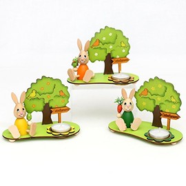 'Tea Light Holder Gnome House' Easter Scene "Rabbit Tommy 12 * 8 * 15/8 cm Set of 3