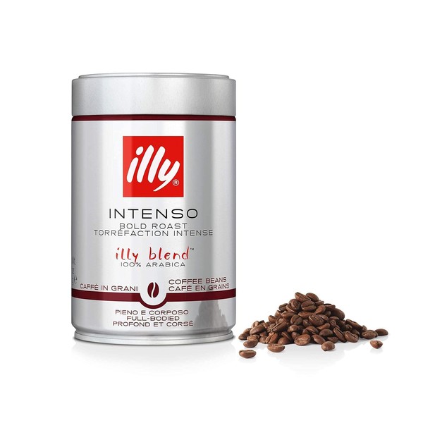 illy Intenso Coffee Beans, Whole Beans, Intensive Full-bodied Roasting, 1 x 250 g Tin