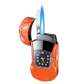 Torch Lighter - Cool Sports Car Design, Windproof Adjustable Jet Flame & Soft Flame, Butane Refillable Dual Flame Lighter, Great Gift for Men & Women (Gas Not Included)-Orange-b