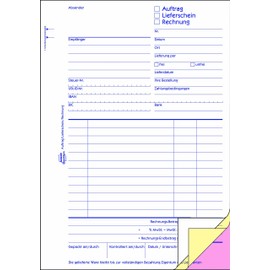 Avery Zweckform 1749 Auftrag/Lieferschein/Rechnung A5, selbstdurchschreibend, 40 Sheets) White/Yellow/Pink