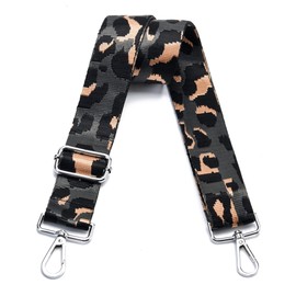 Wide Purse Strap Adjustable Replacement Crossbody Bag Strap Silver Hardware Shoulder Straps for Canvas Tote Handbags, Silver Hardware-Leopard-C16, Silver buckles - Wide 1.5"(3.8cm) -long 52"(132cm)