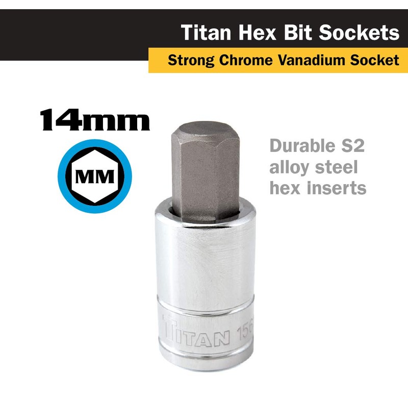 Titan 15614 1/2-Inch Drive x 14mm Hex Bit Socket