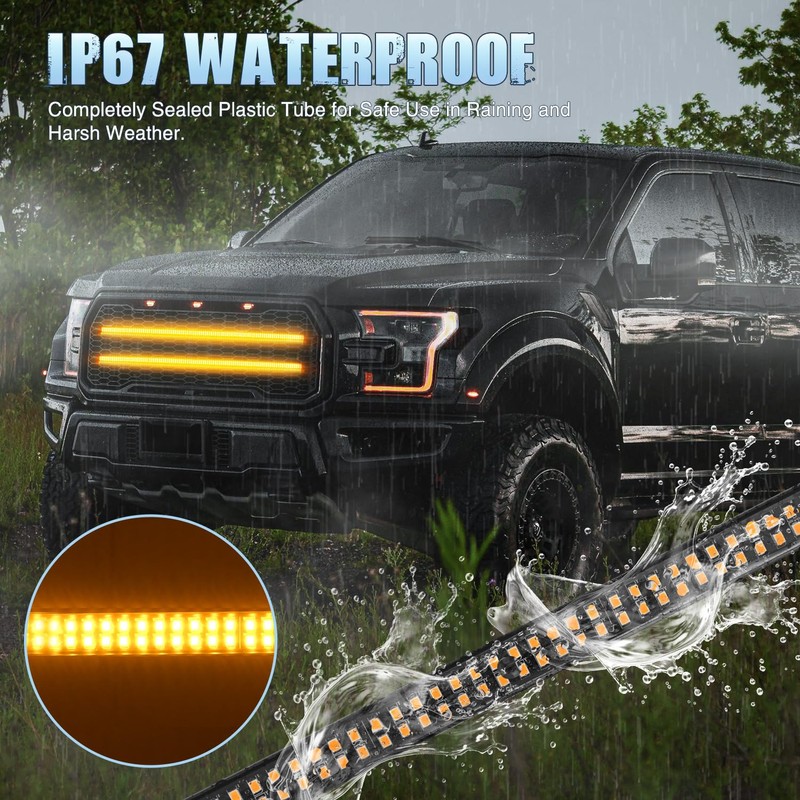 Nilight 2PCS 24 inch Truck Grille Strobe Lights Strip 384