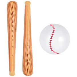 YOTHORN Inflatable Baseball Set, Ball Baseball and Inflatable Baseballs Bat, Baseballs Party Decoration for Kid Adult Pool Beach Party Favors (Brown)