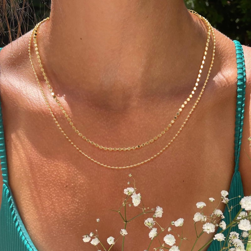 ASCOMY Layered Necklaces for Women Gold Necklace 14K Gold Plated