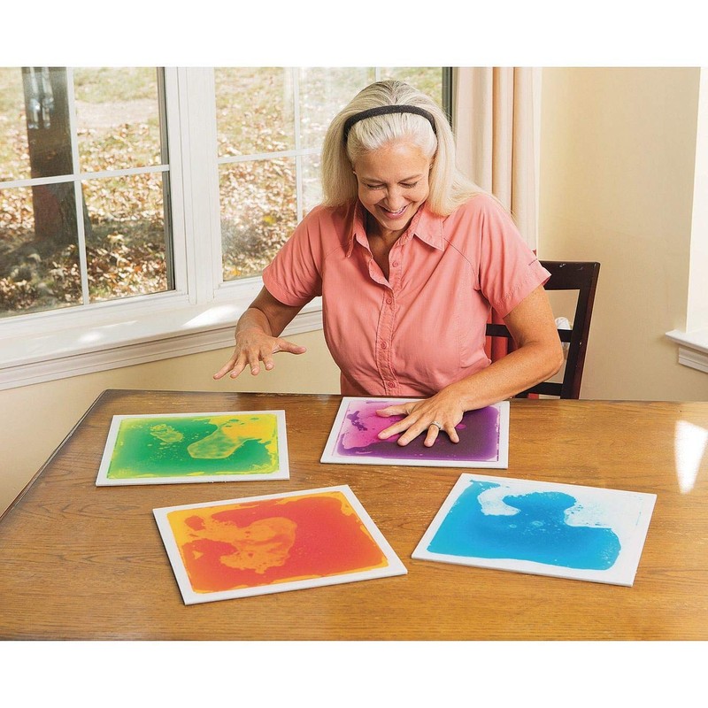 Liquid Sensory Tile Mat, 12", Blue