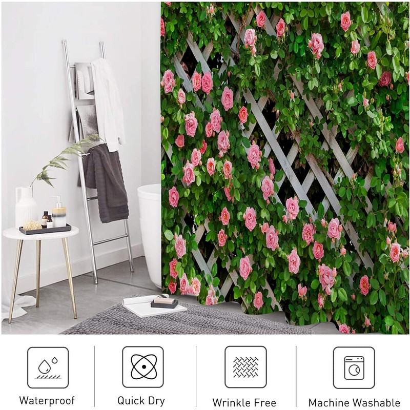 JOOCAR Design Shower Curtain, Rustic Decor Rosemary Roses Flower on