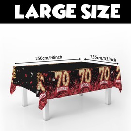 ORIKEK 70th Birthday Tablecloth Red & Black Rectangle Table Cover Cheer to 70 Years Birthday Photography Supplies Decor Men Women for Indoor Outdoor Party Supplies Decorations Glitter