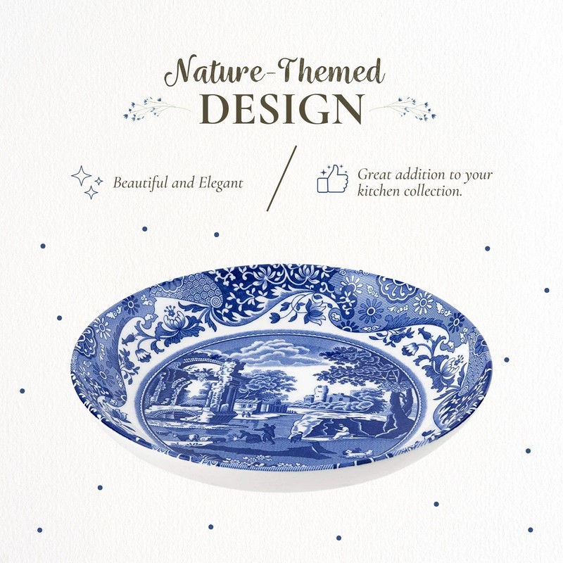 Spode Blue Italian Pasta Bowl, Set of 4-9 Inch Shallow