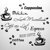 WANDfee Wall Sticker for Kitchen, Coffee Cup, Coffee Beans, Black