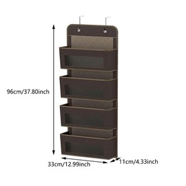 SagaSave Over Door Storage Organizer，4 Pockets Fabric Behind The Door Hanging Organizer with PVC Windows for Bathroom, Children's Room, Nursery-Beige