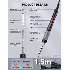 21-in-1 3D Printer Smoothing Tool Kit, 80W LCD Digital Adjustable Temperature Soldering Welding Iron Kit with Insert Brass Heatset Nuts & Soldering Tips, Fast Heating 3D Printing Modify Finishing Tool
