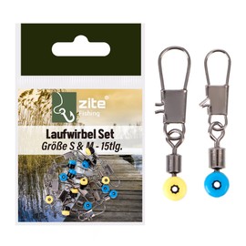 Zite Fishing Running Swivel Set 15 Pieces | Glider Bead Swivels Trout Fishing | Feeder Fishing Accessories | Hanging Swivels Cord Gentle for Wagglers, Ground Buttons, Ground Lead & More