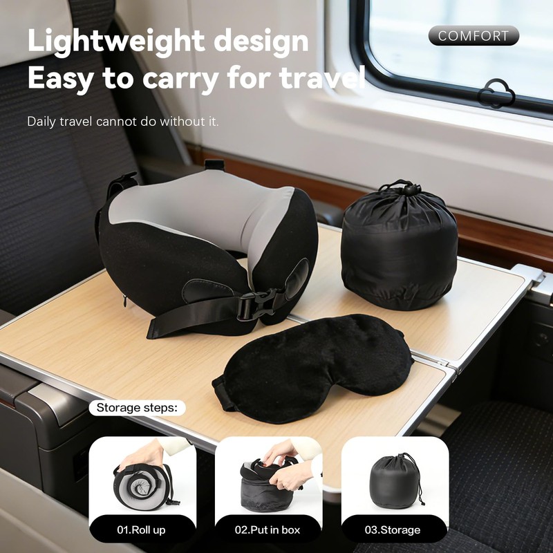 MTGKY Airplane Pillow for Long Flight,Head Strap Combo with 3D
