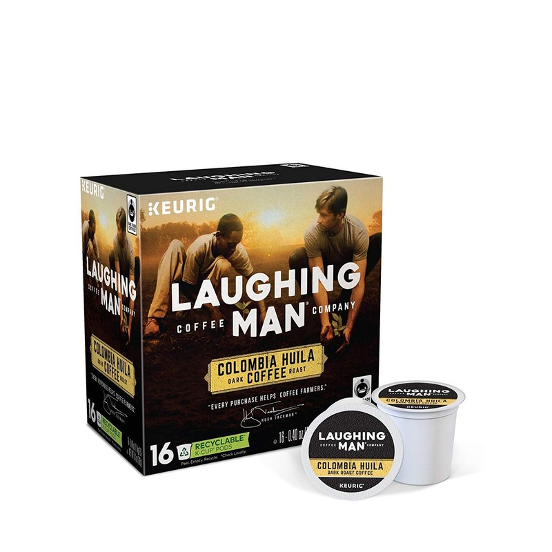 Laughing Man Colombia Huila Coffee Single-Serve K-Cups for Keurig Brewers,