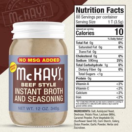 Mc Kay's Chicken and Beef Flavored Powdered Soup Seasoning, Gluten Free Instant Broth, Bullion Cubes Substitute, Est. 1945 (No MSG Added Beef, 1 Pack)