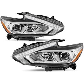 PENSUN Halogen Headlight Assembly Fit for 2016 2017 2018 Nissan Altima Replacement Headlamp Chrome Housing (Driver & Passenger Side)