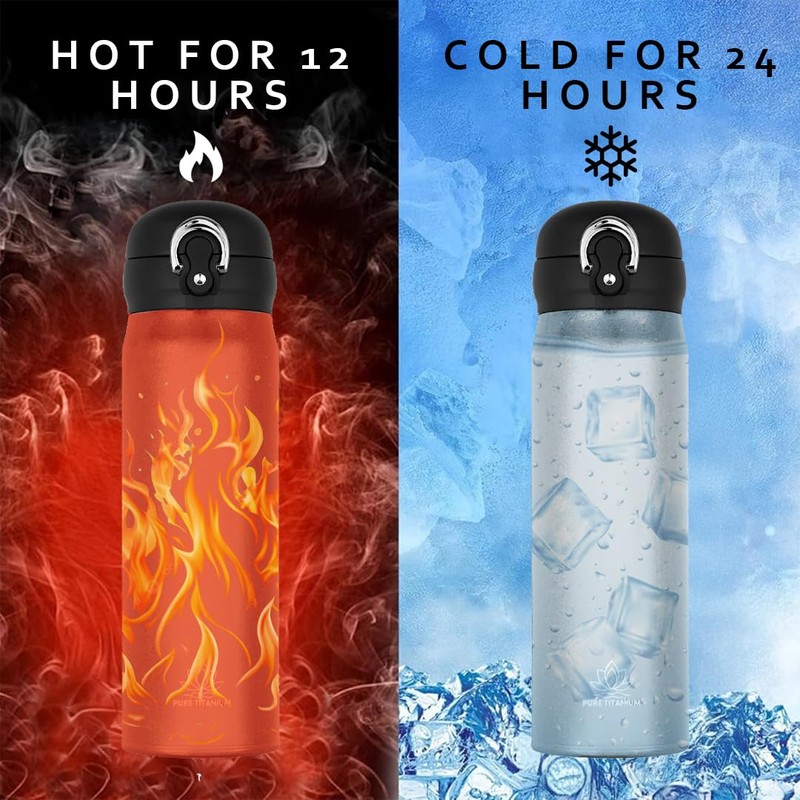 Titanium Water Bottle Wide Mouthed Cup - Double wall Vacuum