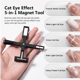 Lohill 5 in 1 Nail Magnet Tool, DIY Magic 3D Magnet Stick Set, Cat Eye Magnet für Nägel, Nagelmagnet, Magnetstift Nail Art Werkzeug für Nail Art DIY-Zubehör