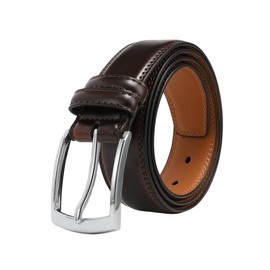 VRLEGEND Men's Leather Belt 35 mm for Business and Formal Occasions Suit Belt Men's Belt with Gift Box, brown
