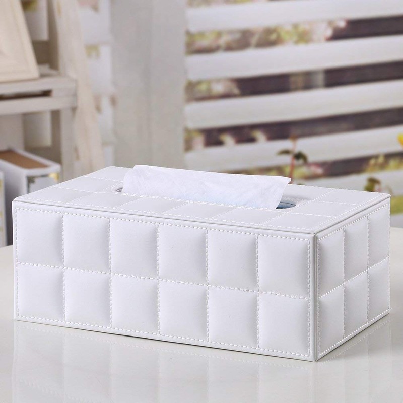 KINGFOM™ Rectangular Leather Tissue Box Tissue Holder for Home, Office,