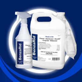 BenzaRid Pro Mold Killer Fungicide Disinfectant including Aspergillus Niger (Black Mold) H5N1 Pack | Multi-Purpose Fungicide, Mildewstat, Disinfectant, Virucide | EPA Reg. 1 Gal + 32 oz.
