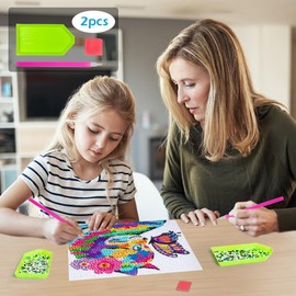 QEUOYSS Diamond Art Kit for Kids with Wooden Frame Art and Crafts for Kids Ages 6-8 -10-12 Easy to DIY Diamond Art for Kids and Adult Beginners Home Wall Decoration (Butterfly cat)