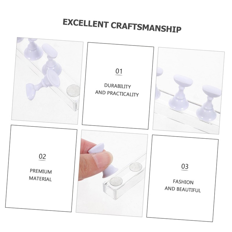 Healeved 4 Sets Nail Checkerboard Magnetic Base False Nail Holder