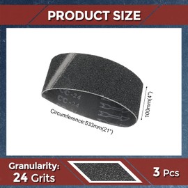 Kozelo 3 Pack Sanding Belts 4 x 24 Inch 24 Grit Silicon Carbide Abrasive Belt Sander Paper for Belt Sander Metal Grinding Wood Working Weld Rust Removal
