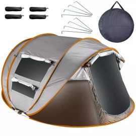 Unbranded 5-8 People Camping Hiking Tent Waterproof Automatic Outdoor Instant Pop Up Tent - Khaki, 5_8Person