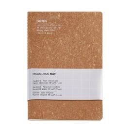Miquelrius - A5 Flexible Notebook (140 x 200 mm), Smooth Lined Inside, 48 White Sheets 80 g/m², Recycled Leather Cover, Cork