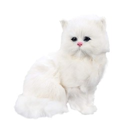 EXCEART Realistic Cat Figure Plush Toys Cat Sitting Plush Persian Cat House Hotel Office Decoration Children Friends Families Birthday Gift