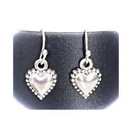 Little Etched Silver Heart Charm Dangle Earrings Love Adore. Jewelry Earrings for Women #3298FE348