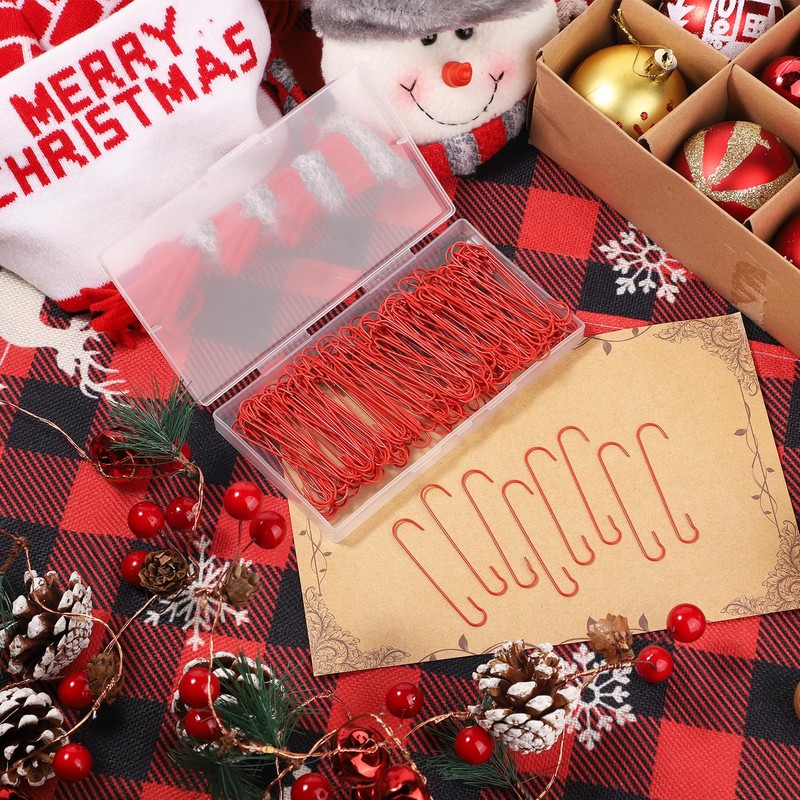 200pcs Christmas Ornament Hooks, 2.4x0.5 inch C Shaped Christmas Tree