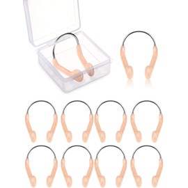 Pelopy 10 Pieces Silicone Nose Plugs Swimming Nose Clips Training Nose Protector with Steel for Adults Swimming Competition Using