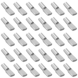 Jamiikury Shelf Pins Pegs Spoon Shaped, Silver Shelf Holders Pegs, Nickel Plated Shelf Support Pegs for Shelves Cabinet Closet - 30 Pieces, 5mm