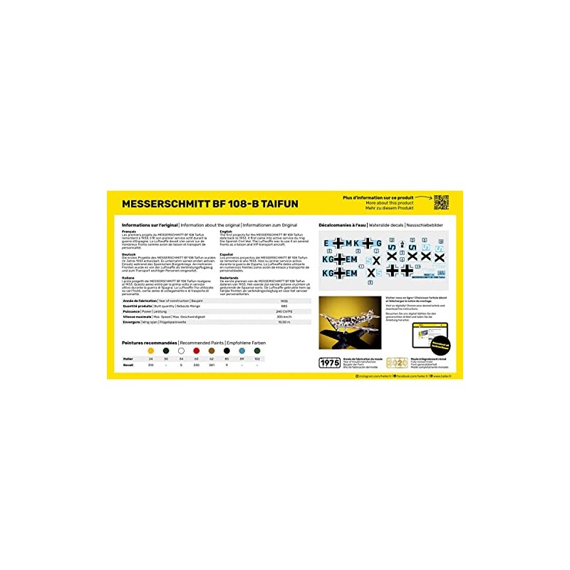 Heller 80231 Modellbausatz Messerschmitt Bf 108 B Taifun