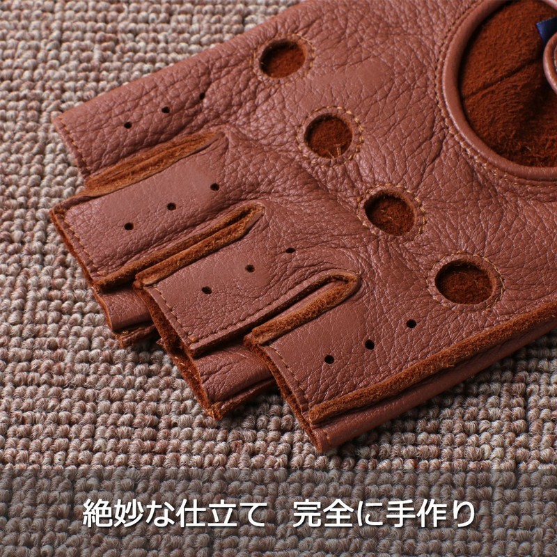 Nappaglo Premium Men's Short Deerskin Leather Gloves, Hole Design, U-Shaped