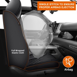 RAWAKORW Seat Covers Fit for Dodge RAM1500 2500 3500 2002-2023 2024 2025：Waterproof and Non-Slip Faux Leather Car Seat Covers with Curved Back(Black,5 Seat)