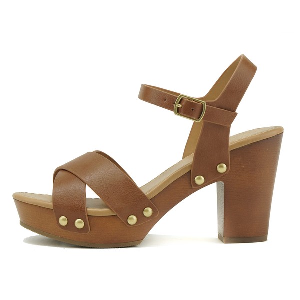 Soda MIGUEL ~ Women Crisscross Band Fashion Chunky Platform Block