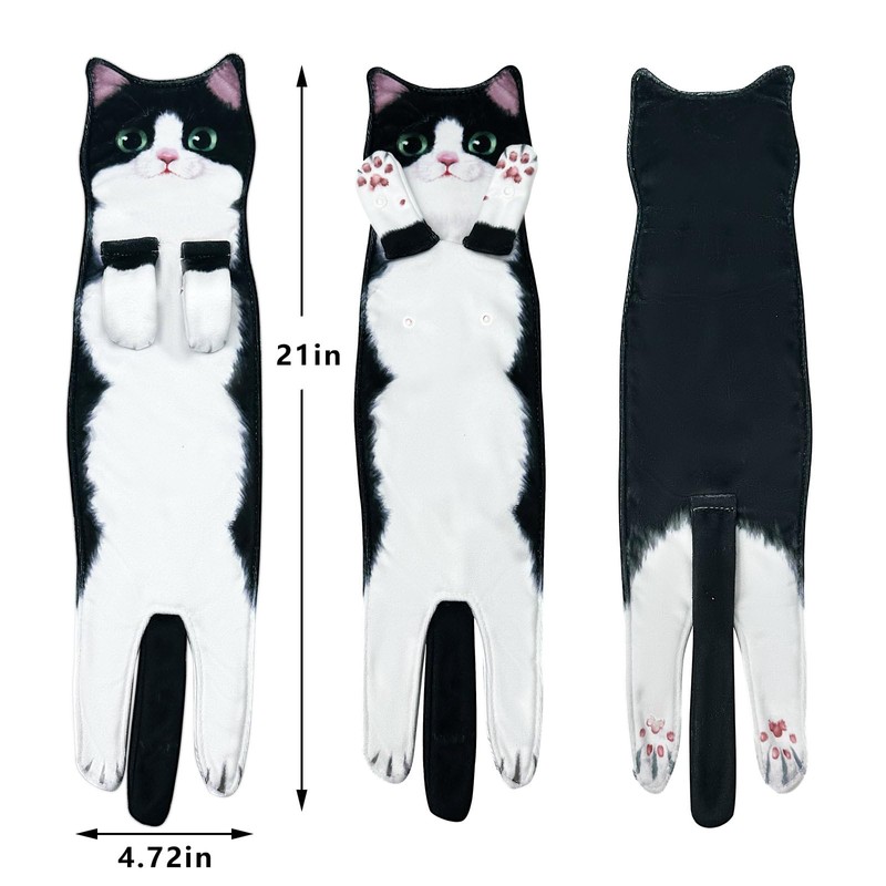 PAT JUUMG Funny Cat Hand Towels for Bathroom Kitchen Decor