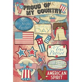 KAREN FOSTER 11500 Design Acid and Lignin Free Scrapbooking Sticker Sheet, Stars and Stripes Forever