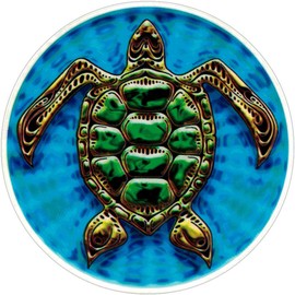 Sea Turtle - Bumper Sticker/Decal (4.5" Circular)