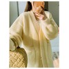 MakeMeChic Women's Fuzzy Cardigan Button Down Long Sleeve V Neck