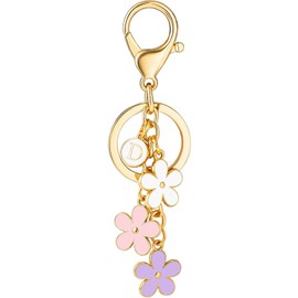 Fashion Keychain for Women Cute Stainless Steel Keychain Initial Letter Keys Charm Gifts