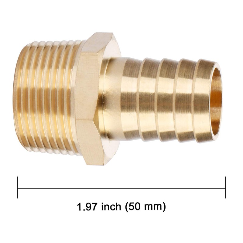 U.S. Solid Brass Hose Fitting, Adapter, 3/4" Barb x 3/4"